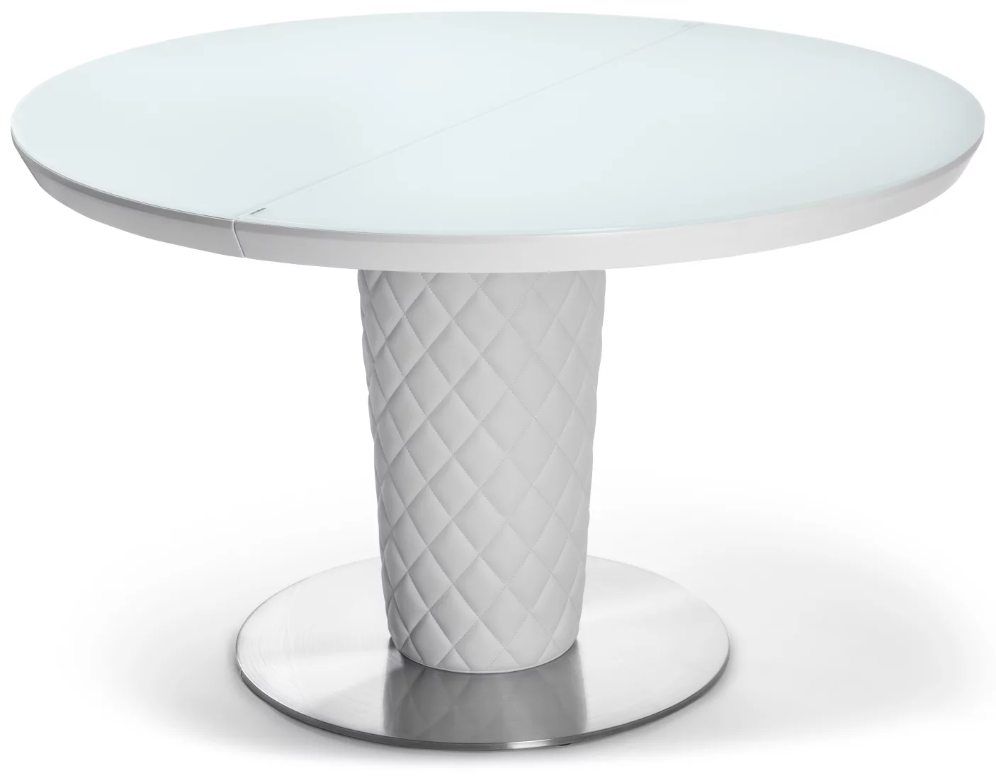 Стіл обідній розкладний 6-8 місць 120 см, Glass white satin