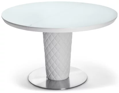 Стіл обідній розкладний 6-8 місць 120 см, Glass white satin