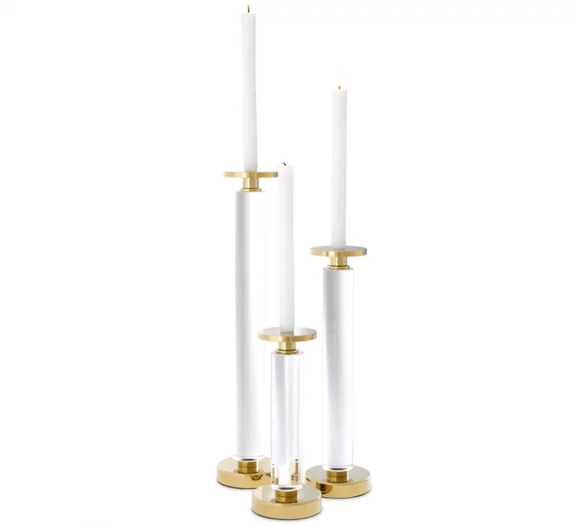 Підсвічник , Crystal glass, gold finish
