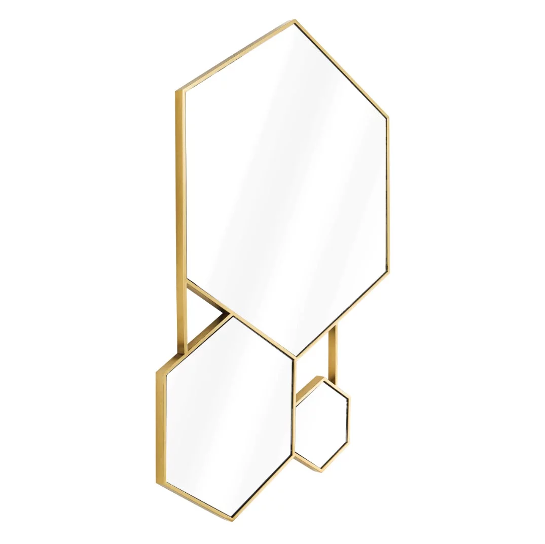 Дзеркало настінне багатокутне 87*132, Gold finish