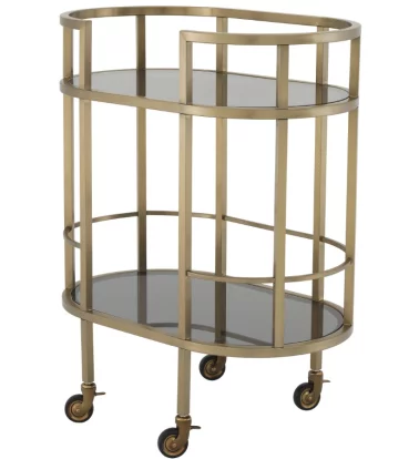 Столик сервірувальний , Brushed brass finish, smoke glass