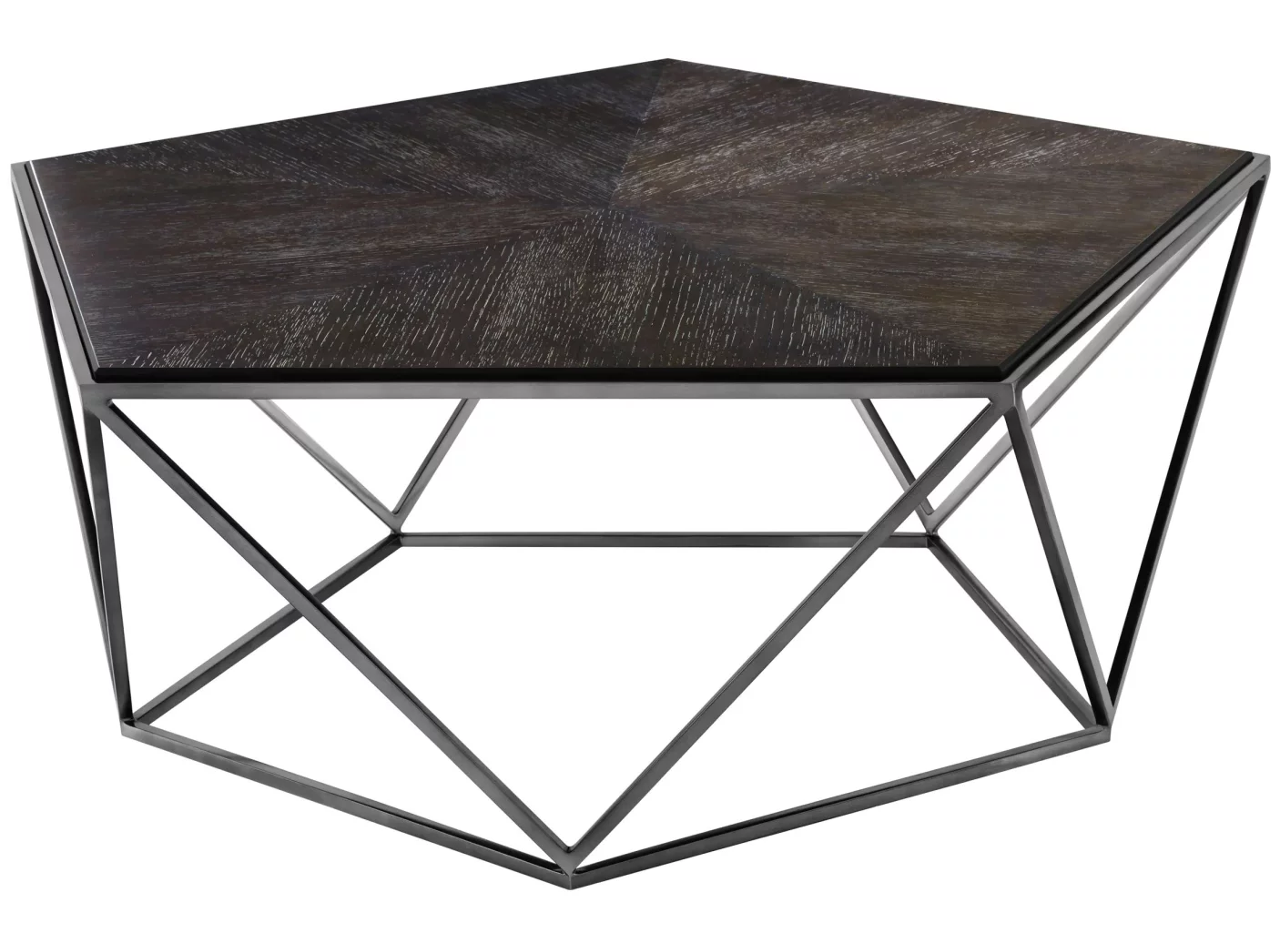 Стіл журнальний , Black nickel finish, charcoal oak veneer