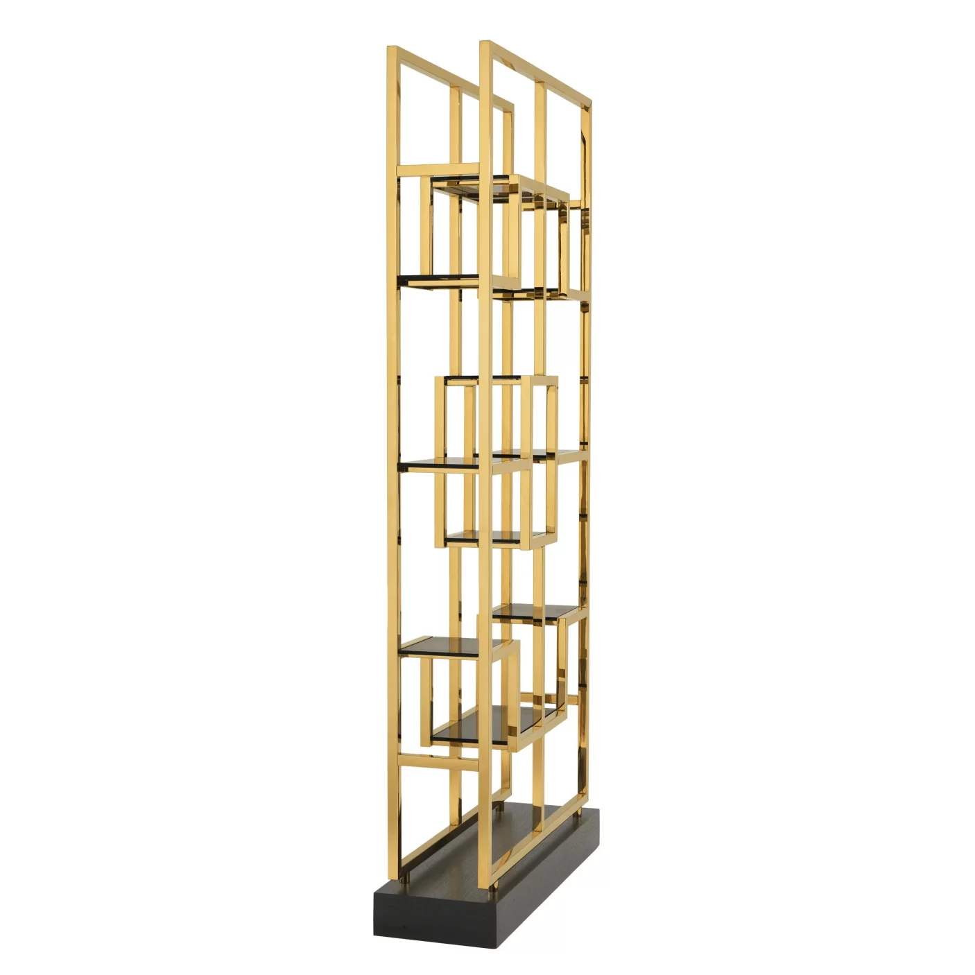 Етажерка , Gold finish, smoke glass, oak veneer base