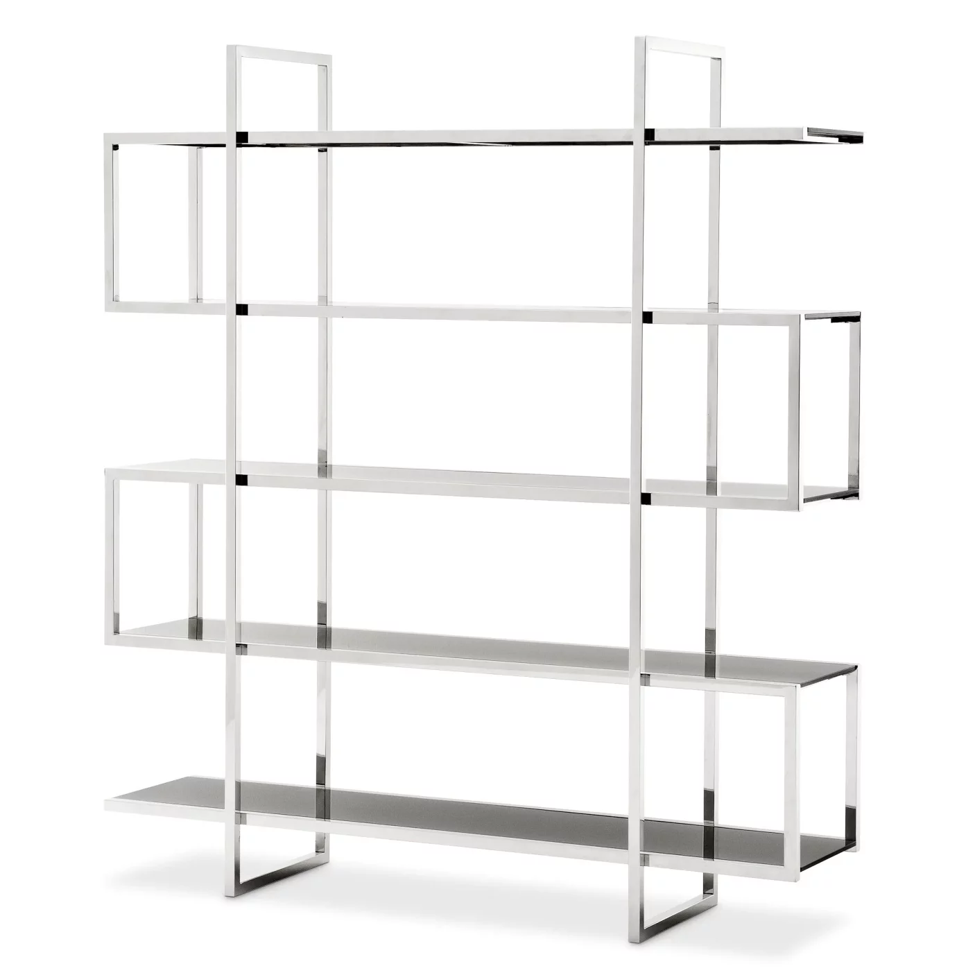 Етажерка , Polished stainless steel, black glass