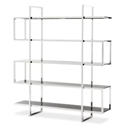 Етажерка , Polished stainless steel, black glass