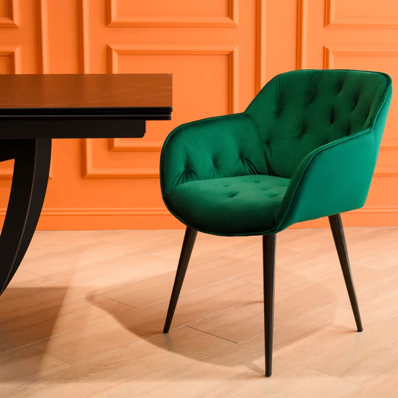 Cтілець обідній з підлокітниками , Malachite velvet
