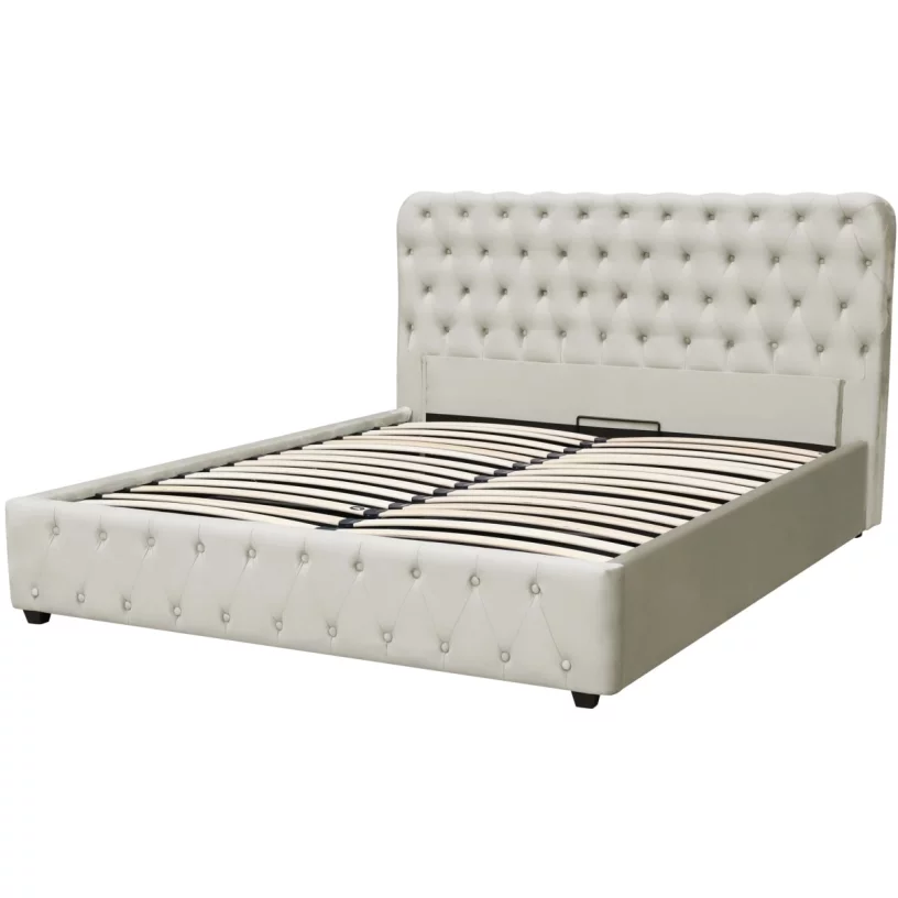 Ліжко 160*200 з підйомним механізмом, Light grey velvet