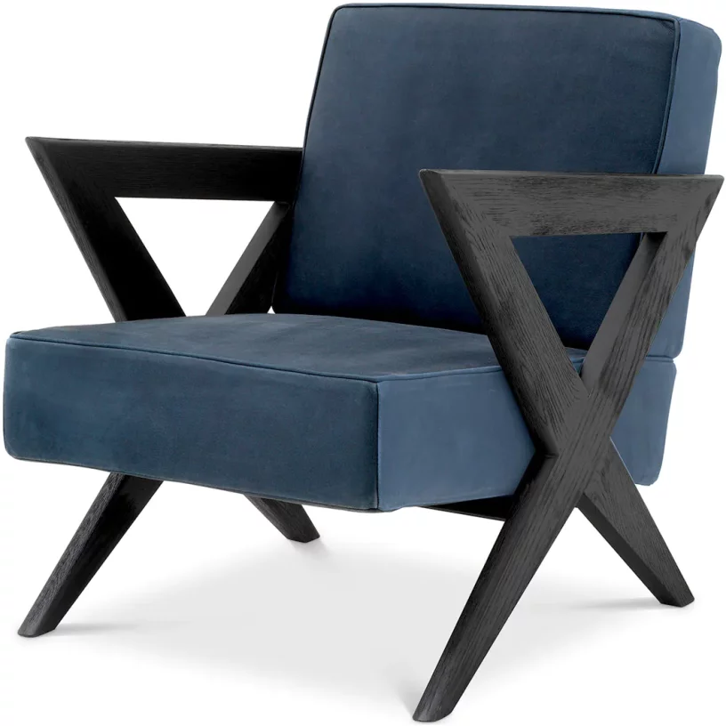 Крісло , Black oak | blue nubuck