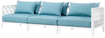 Вуличний диван 4-місний, Sunbrella mineral blue | white finish