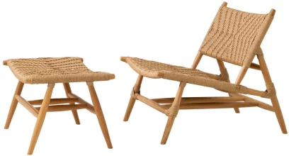 Вуличний стілець і табурет для ніг , Natural teak, natural color weave