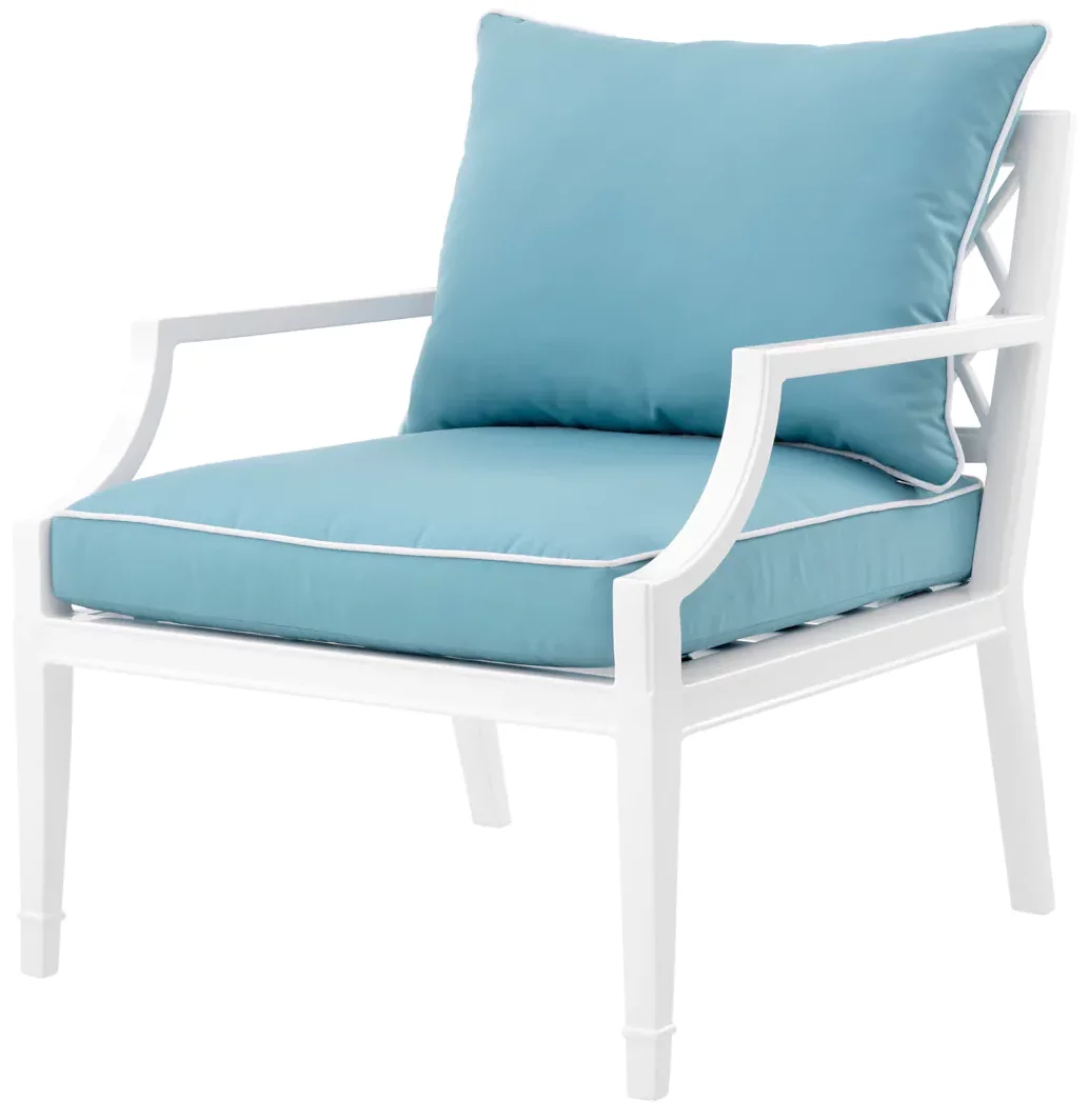 Вуличне крісло , Sunbrella mineral blue | white finish