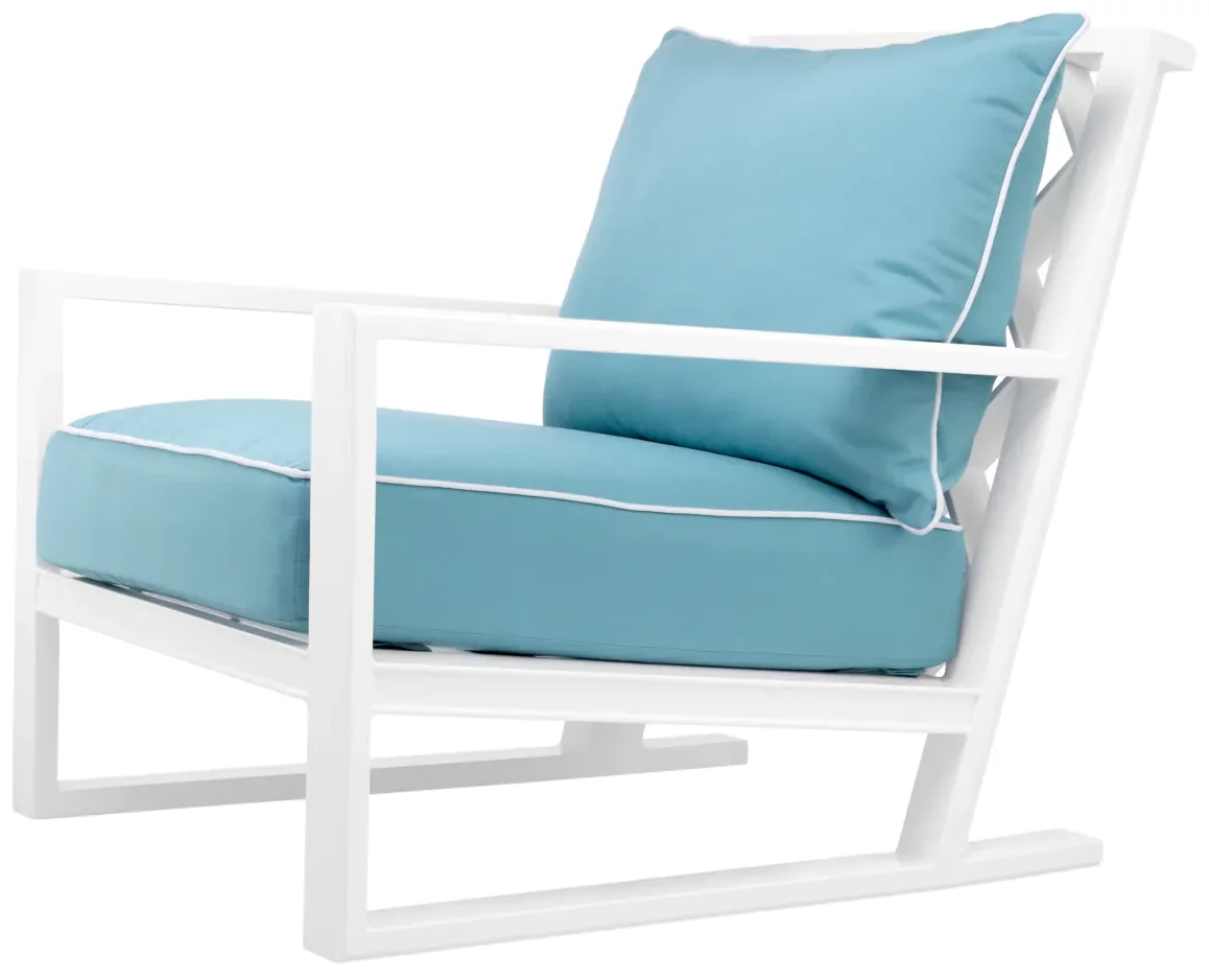 Вуличне крісло , Sunbrella mineral blue | white finish