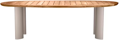 Вуличний обідній стіл , Natural teak top | sand finish legs