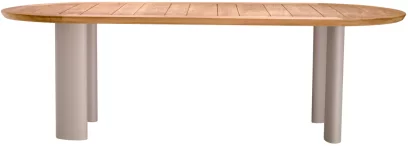 Вуличний обідній стіл , Natural teak top | sand finish legs