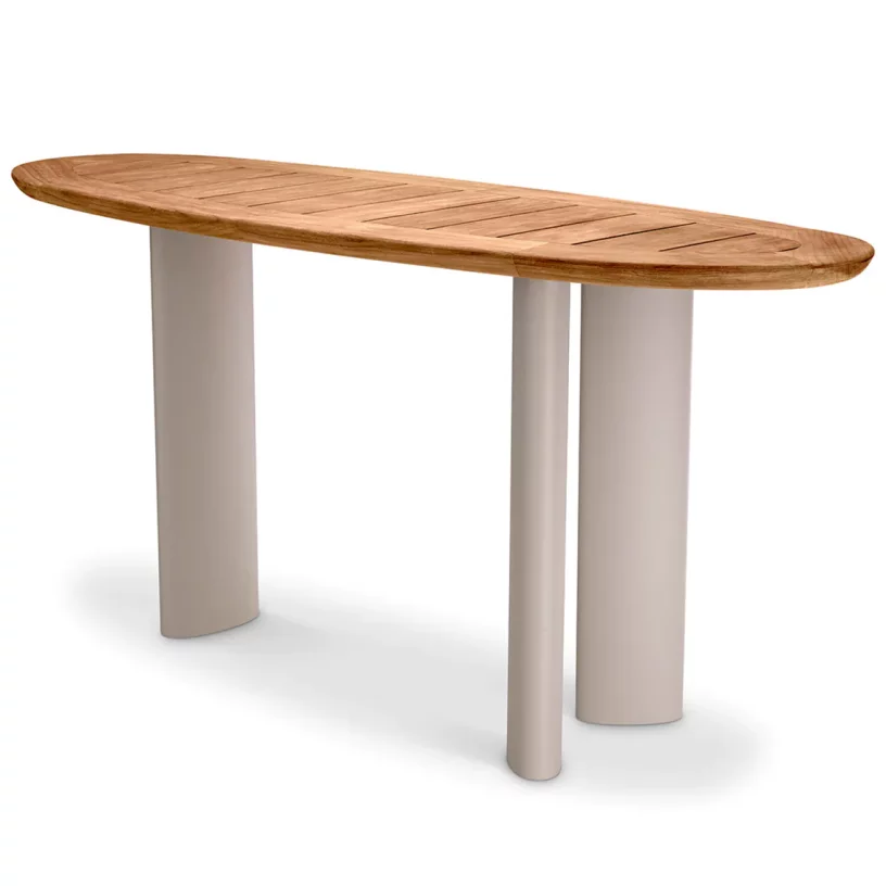 Вуличний консольний стіл , Natural teak top | sand finish legs