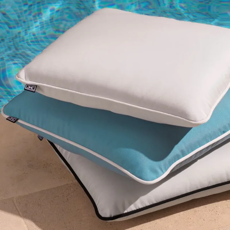 Вулична подушка для крісла , Sunbrella mineral blue, white pipping