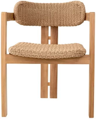 Вуличний обідній стілець з підлокітниками , Natural teak, natural color weave