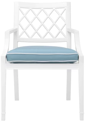 Вуличний обідній стілець з підлокітниками , Sunbrella mineral blue, white pipping