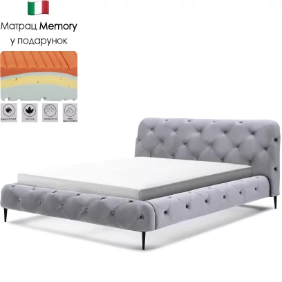 Комплект ліжко та матрац ergo memory 160*200, Silver velvet