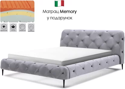 Комплект ліжко та матрац ergo memory 160*200, Silver velvet