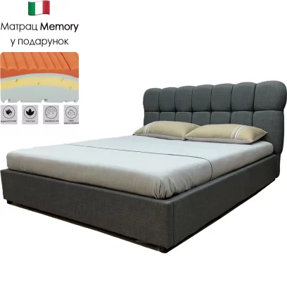 Комплект ліжко та матрац ergo memory 160*200 з підйомним механізмом, Dark grey