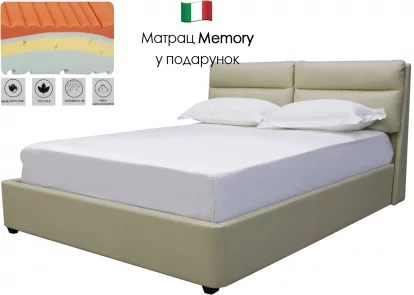 Комплект ліжко та матрац ergo memory 180*200 з підйомним механізмом, Beige velvet