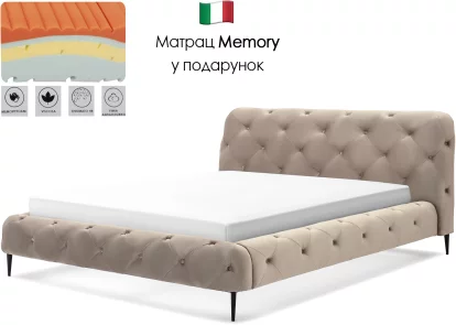 Комплект ліжко та матрац ergo memory 160*200, Tiramisu velvet