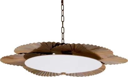 Люстра , Vintage brass finish, white linen shade