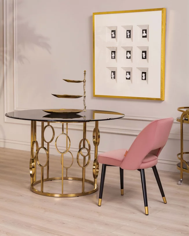 Стіл обідній 120x120, Champagne gold